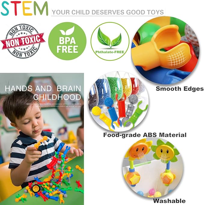 170 Pcs STEM Building Toys for Kids Ages 4-8 Building Blocks Educational Construction Engineering Building Kit for Ages 3 4 5 6 7 8 9 Year Old Creative Kids Games Christmas Birthday Gifts Boys Girls