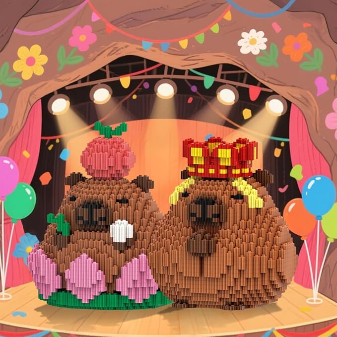 HOOLEDAY Animals Series Capybara Toy Micro Building Block Set 2110 Pieces with Lotus Base Design Decoration Present for Adults &amp Boys &amp Girls