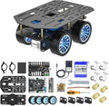 Yahboom 4WD Smart Chassis Car Kit with Aluminum Alloy Chassis520 Encoder Motor65mm WheelsRobotic Moving Platform (Black Unassembled) with Battery