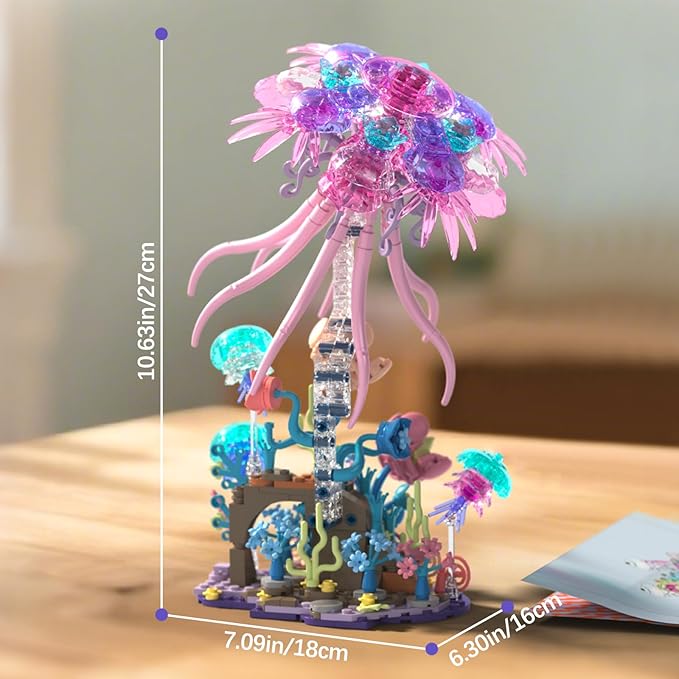 Enchanted Jellyfish Building Kit with Halloween &amp Christmas Festive Vibes 526 Pcs Underwater Creature Building Blocks Set