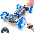 4WD Stunt Car 2.4 GHz Gesture Sensor RC Cars Double-Sided Vehicle 360° Flip RC Twist Buggy with Music Spray - Best Christmas and Birthday Present for Boys and Girls Aged 6-12 (Blue)