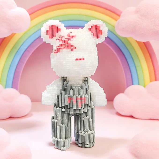 Gray Glowing Bear Building Blocks (2850 PCS) 3D Micro Animal DIY Bear Building Blocks for Adults &amp Teenager Creative Toys Ideal Gift for Family &amp Friends