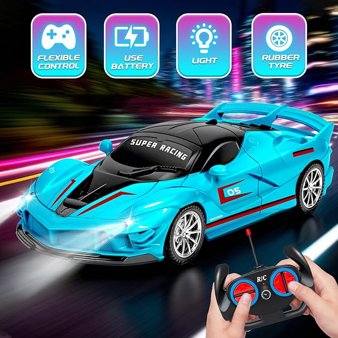 2 Pack Pink Blue Remote Control Car Toys for Kids Boys Girls Rc Cars Toy Vehicle with Headlight &amp Controller Rc Racing Car for Boys Girls Age 3 4 5 6 7 8 Birthday (Blue+Pink)