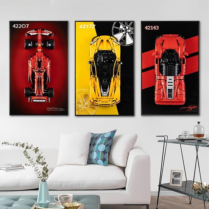 Kyglaring Display Wallboard Compatible with Lego Technic Ferrari Model Car Kit Building Set 42172