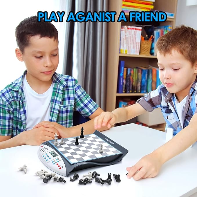 Electronic Chess Set with Voice Teaching System Magnetic Computer Chess Game Great Partner for Beginners &amp Improving Players Electronic Chess Board Grows Your Chess Skills