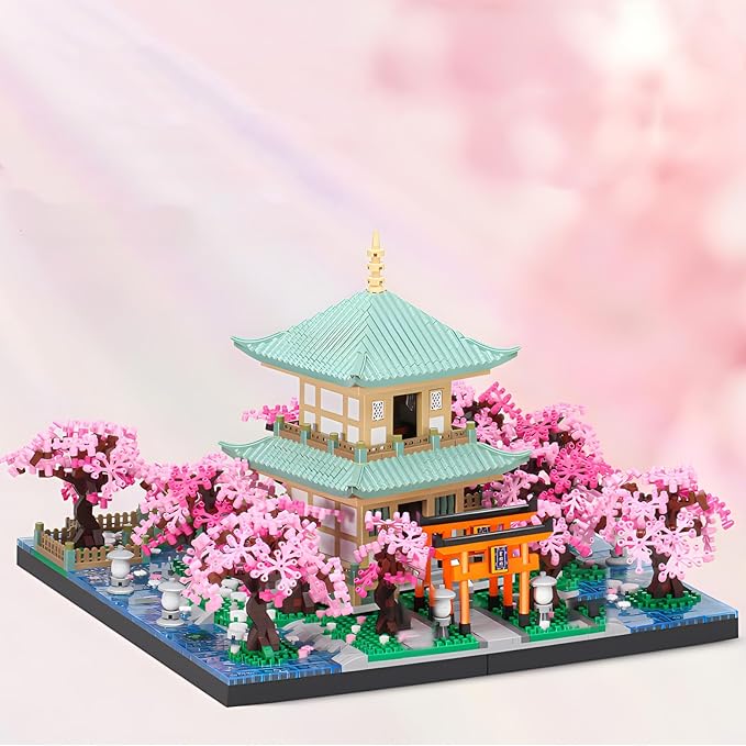 Cherry Blossom Micro Mini Building Block Sets Toy for AdultsJapanese Bonsai Tree House Architecture Gifts for Kids 14+（3809 Pieces）