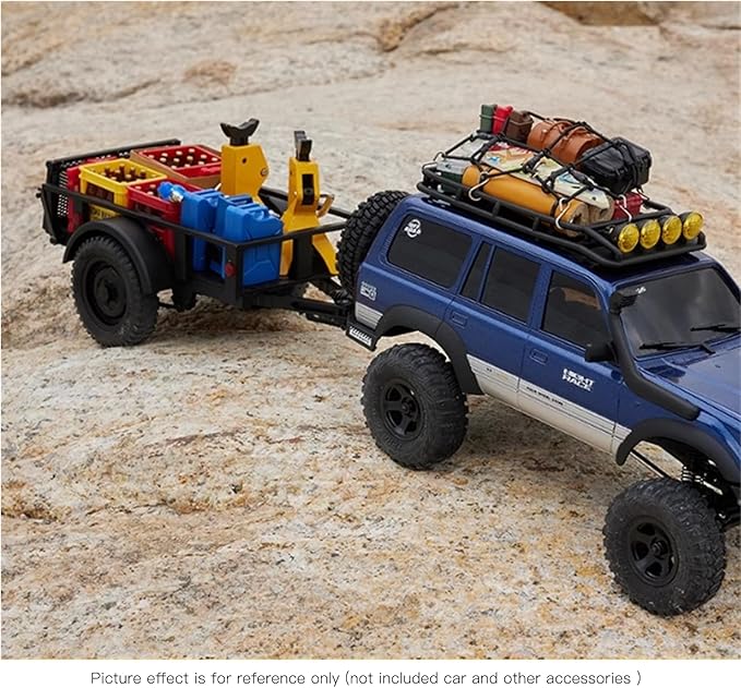 FMS FCX18 RC Cars Accessory for 1:18/1:12 RC Crawler Trucks - Utility Trailer Type C Black