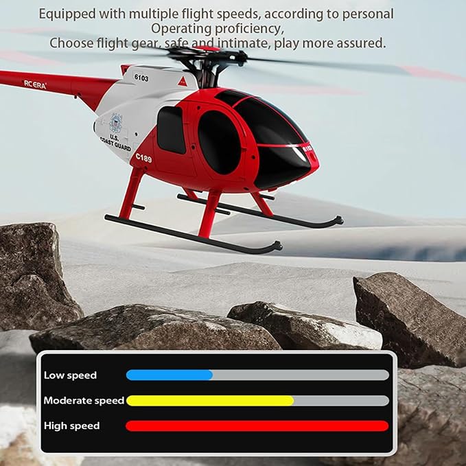 C189 Remote Control Helicopter 2.4G 6CH UAV 1:28 Brushless Motor RC Helicopter Single Blade Flybarless Remote Helicopter RTF with Optical Flow Localization 2 Battery - Red