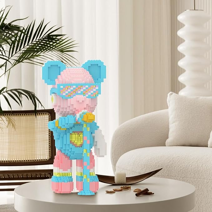 Bear Building Blocks with Organizer Bins (3000PCS) Fluorescent Bricks &amp Stroage Drawer Gift for Adults &amp Kids Ideal for Home &amp Office Decor QR Code User Manual 8882