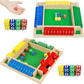 2 Pack Shut The Box Game 2-4 Play Wooden Dice Math Games for Adults and Kids Shut The Box Board with 8 Dices for Classroom Home Party Pub