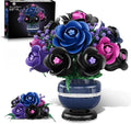 Flowers Botanicals Building Set - Artificial Purple Black Rose Bonsai Plant for Home Decor 507PCS Artificial Flowers Building Set Indoor Gothic Decoration Easter Birthday Gifts for Adults