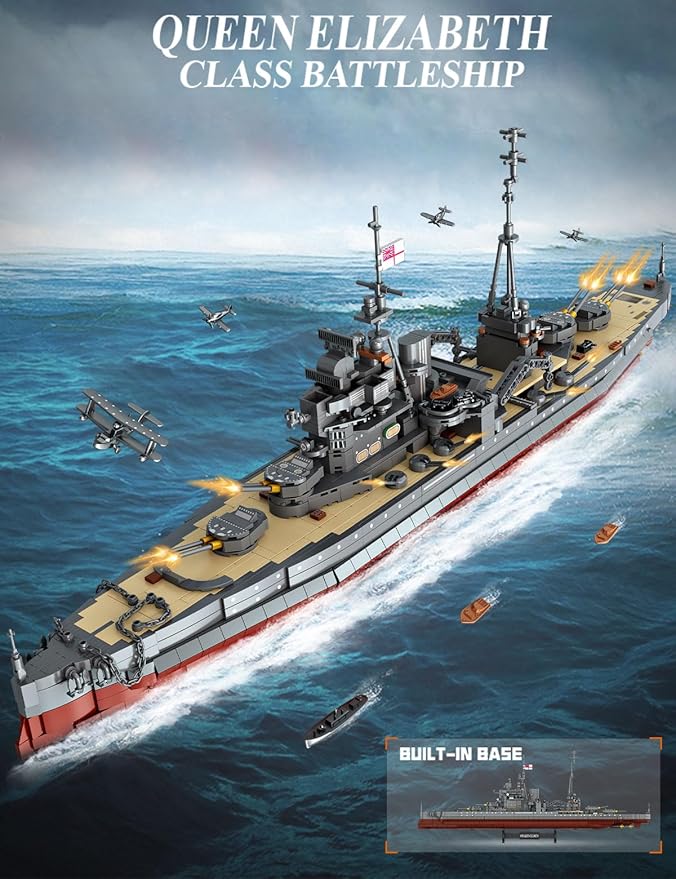 SEMKY Military Series Queen Elizabeth Class MOC Building Blocks and Engineering Toy（2277 Pieces）WW2 Warship Fan