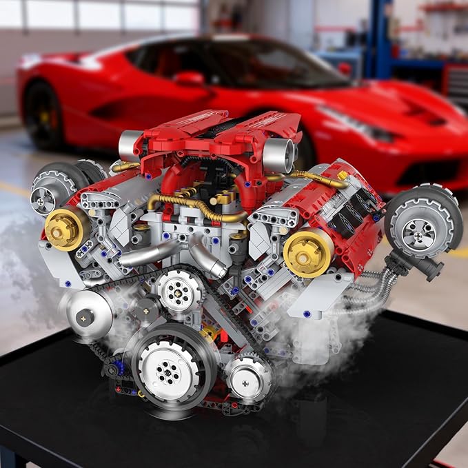 V8 Engine Building Kit That Works Build Your Own Model Engine for Adult8-Cylinder Car Engine with Spray &amp Light Building Engineering Toys for Kids Adults (3168PCS)