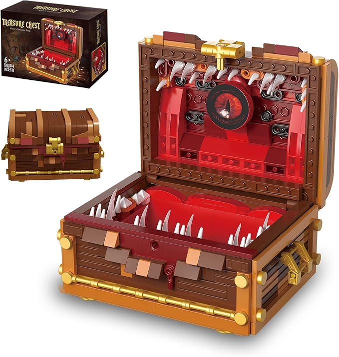 Mimic Chest Building Sets Monster Dice Storage Box that Holds Up to 3 Polyhedral Dice Sets. Ideal for Dragons Board Game Gifts for Adults and Kids Compatible with Lego Sets 531pcs