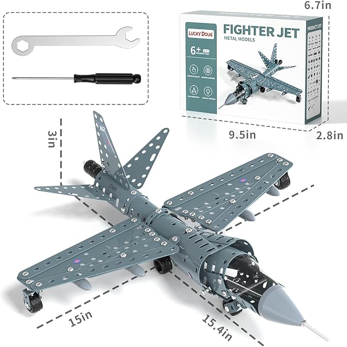 Lucky Doug STEM Building Projects Model Airplane Jet Set - Building Toys for Kids Ages 8-12 Assembly Science Kit for Boys 8 9 10 11 12 Years Old