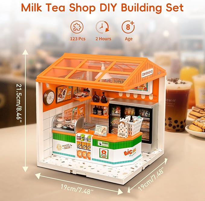 LED Building Blocks for Adults 1:24 DIY Miniature Dollhouse Kits with Roof &amp Dustproof Cover Tiny House Toy Building Sets for Kids Ages 8-12-15 Birthday Hobbies Gift for Men Women Boy Girl