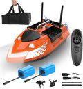 RC Bait Boat for Fishing with 4 Bait Containers 1640FT Remote Range Line Drop Cruise Control Dual 5200mAh Batteries LED Lights Hook Release &amp Carry Bag (Orange)