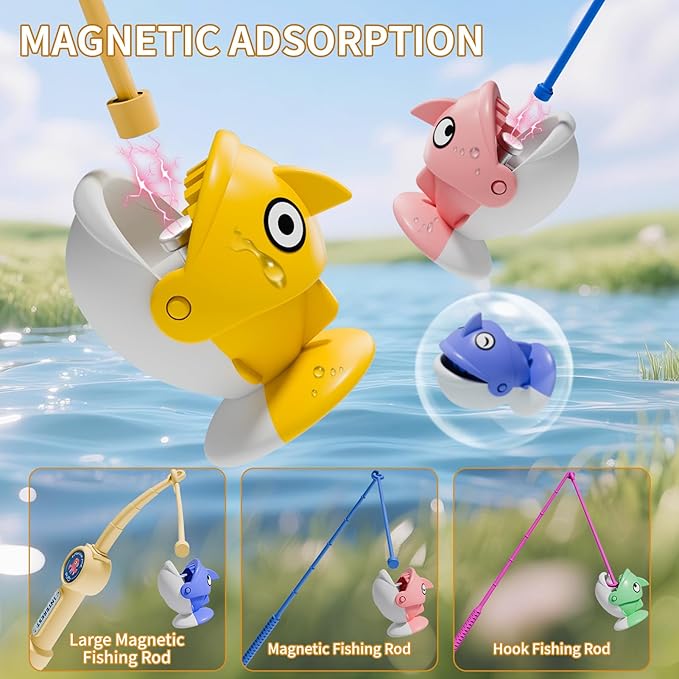 66 PCS Magnetic Fishing Game for Kids Toddlers 3-5 Board Game for Kids 4-6 1-8 Players Fishing Toys for Boys 3 4 5 6 7 8 Year Old with 360° Rotation Ideas Birthday Gifts for 3 4 5 6 7 8 Year Old
