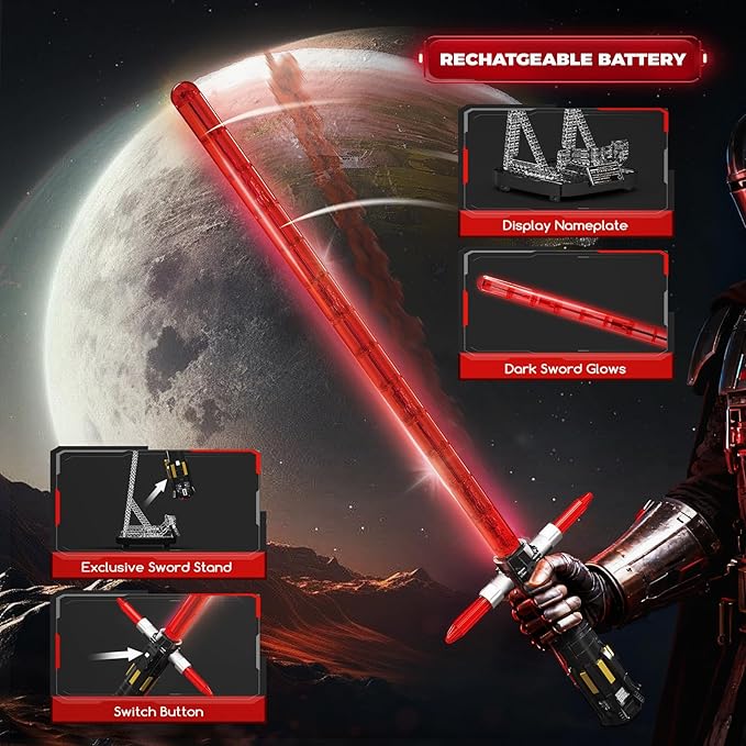 Mould King 10239 Lightsaber Building Set LED Rechargeable Saber Sword Toy as Party Halloween Holiday Birthday Gift Creative Buildable Toy for Adults(1168 Pieces)