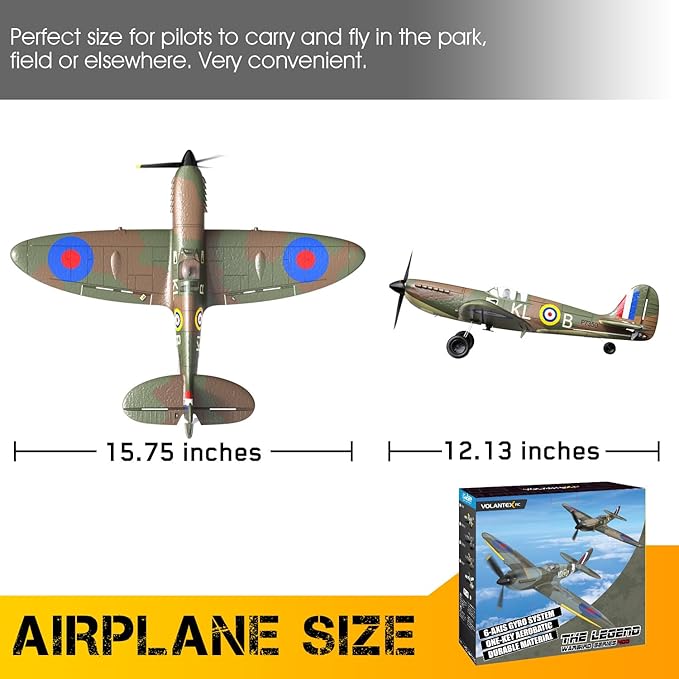 RC Plane Spitfire Fighter 2.4Ghz 4CH Remote Control Aircraft Ready to Fly for Adults Airplane Radio Controlled Plane with Xpilot Stabilization System 761-12