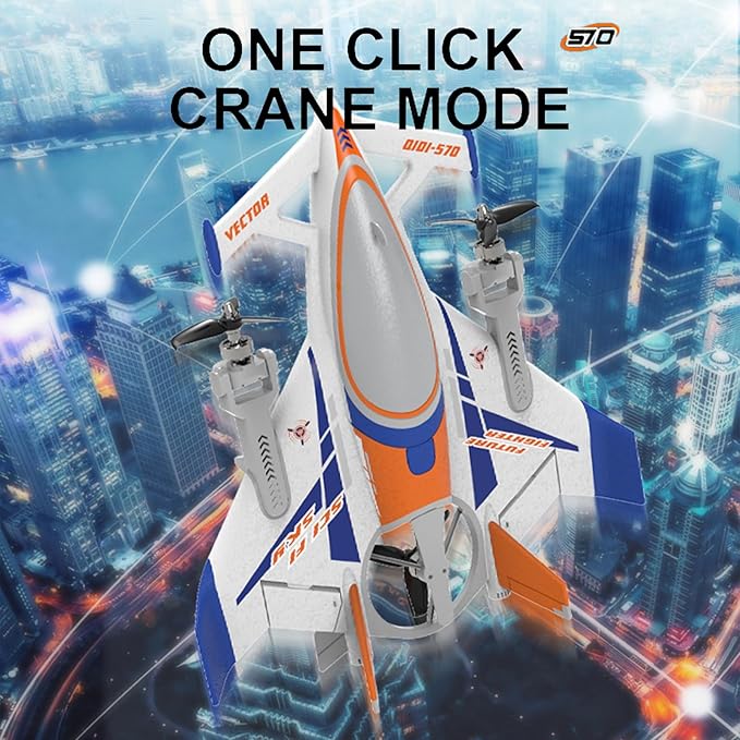 QIDI 570 RC Airplane 2.4Gh 6CH RC Glider Fixed Wing Aircraft 3 Flight Models Brushless RC Helicopters Vertical Takeoff RC Glider (Blue)