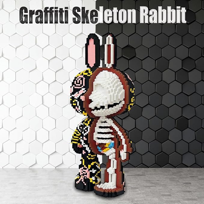 Animal Graffiti Skeleton Rabbit Micro Building Blocks Set（8000PCS 55cm High Series） Gift for Adults and Kids