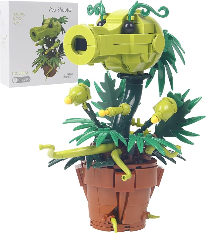 Peashooter Plant Building Toys Model compatible with major brand sizeUnique Plants and Zombis Toy Christmas DIY Architecture or DecorA Greative Display Present for 6+ Boys or Girls(2025 New)