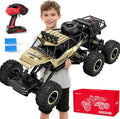 Remote Control Monster Truck RC Cars Rock Crawler RC Truck with 2 Rechargeable Batteries Metal Exterior &amp LED Lights Large Boy Toys for Ages 4-7 8-12 &amp Adults Great Gift