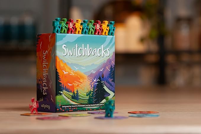 Allplay - Switchbacks Board Game for Adults and Families - Tile-Laying - Small Box - Filler Game with Fangs - 1 Minute to Teach Travel Game - 2 to 4 Players - 15 Minute Play Time