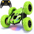 Threeking Remote Control Car RC Flip Stunt Double Sided Driving Cars Toys for Boys Girls Ages 6-12 4WD 360° Flips with Breathing Soft Lights Presents Gifts Green