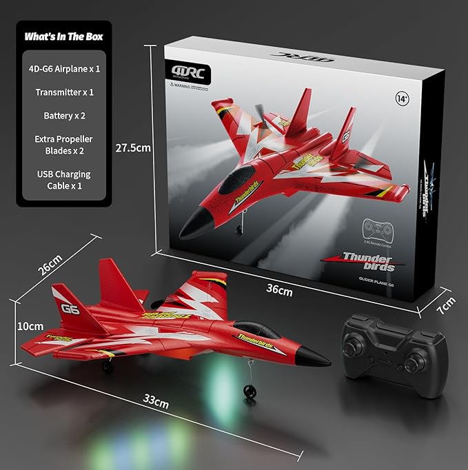 4DRC Foam RC Plane for Kids Adults Remote Control Airplane RC Jet Helicopter Drone Plane for Kids Adults Beginner Easy to Fly RC Fighter Remote Control Aircraft with Automatic Balance Gyro