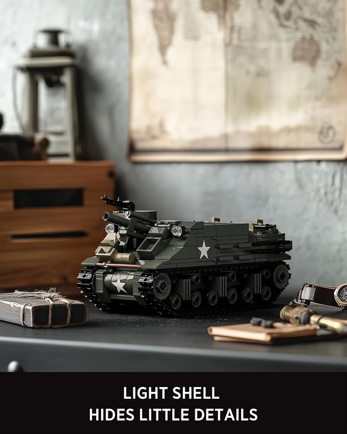 Nifeliz Military M7 Priest Tank Model Building Set WW2 Howitzer Army Vehicle Building Set for Adults Collectible Army Display Model Set and Gift for Enthusiasts (646 PCS NF10336)