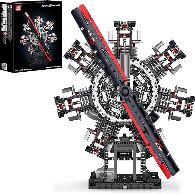 Mould King 10233 Radial Aviation Engine Building Blocks Sets Engine Model kit That Run Build Your Own STEM Model Engine Engine Building Engineering Toys (3089+PCS)