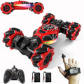 Gesture RC Car Red1:24 High Speed 4WD Transform Stunt Car with Gesture &amp Remote Control 360° Rotation Drift Vehicle with LED Lights Music Racing Toy Cars Gift for Boys Girls Age 6-12