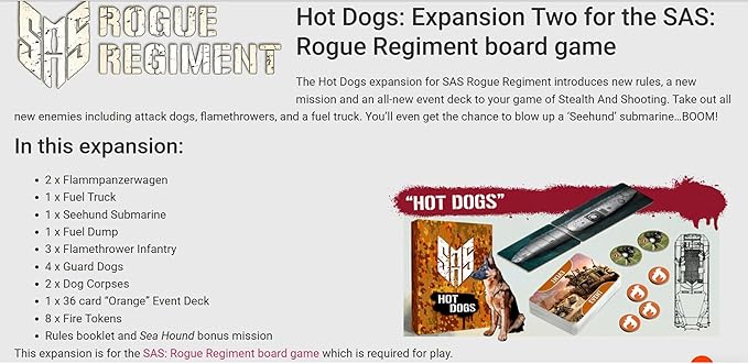 Word Forge Games: SAS Rogue Regiment - Hot Dogs Expansion - Strategy Board Game WWII Stealth Action Military Theme Ages 14+ 1-4 Players 60 Min