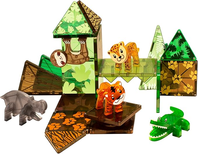MAGNA-TILES Jungle Animals 25-Piece Magnetic Construction Set The ORIGINAL Magnetic Building Brand