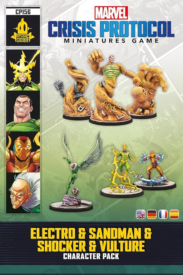 Marvel: Crisis Protocol Electro &amp Sandman &amp Shocker &amp Vulture CHARACTER PACK - Sinister Villains Unleashed! Tabletop Superhero Game Ages 14+ 2 Players 90 Min Playtime Made by Atomic Ma