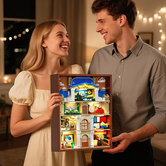 Artworks Painting Frame Building Set with Lights Artistic Painting Building Brick for Home Office Decor Collectible Art Building Block Kit for Adults Boys Girls Ages 12+ (Not Wall-Mountable)