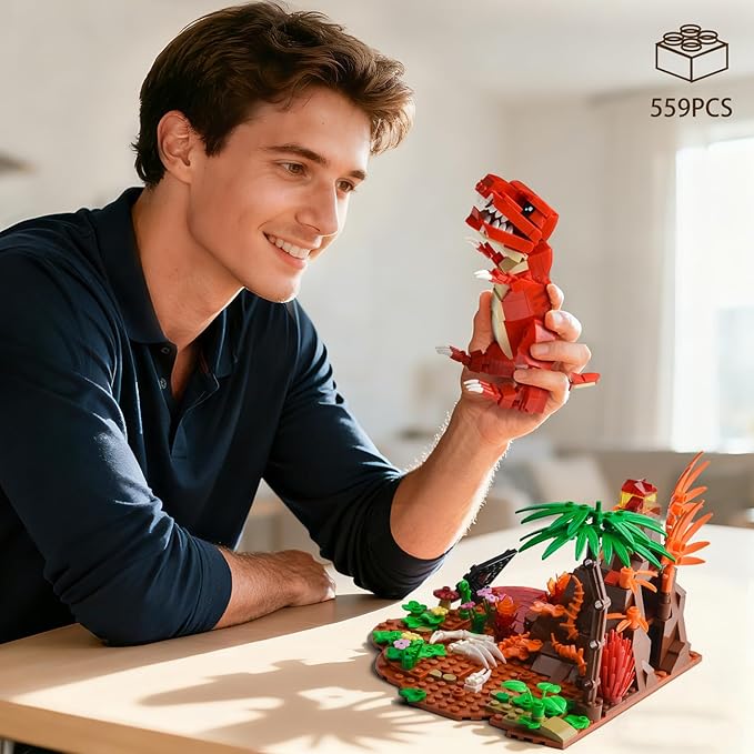 BNG Dinosaur Building Set for AdultsTyrannosaurus Rex Plant Collection ToysJurassic Animal Desktop DecorationIdea Gift for Teen Boys 14+(559PCS)