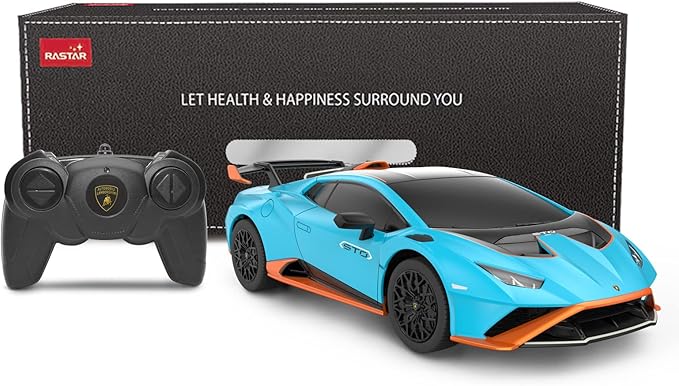 RASTAR by Lamborghini Huracan STO RC Car 1:24 Scale Remote Control Toy Car R/C Model Vehicle for Kids Black RC - Blue
