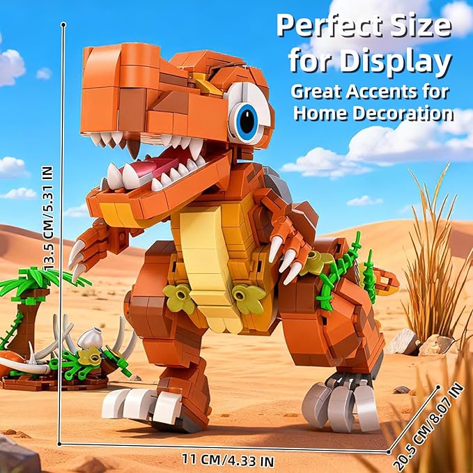 MENTOJOY Poseable Baby T.rex Building Set – 630 Pieces STEM Dinosaur Toy Suitable for Children Age 6 and Above | Jurassic Educational Gift