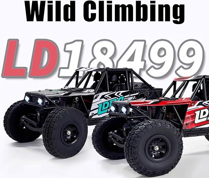LDRC 18499 RC Climbing Car 1/18 Full Proportion Rc Offroad 4x4 Crawler Pipe Rack Vehicle Cars Model RTR (Red)