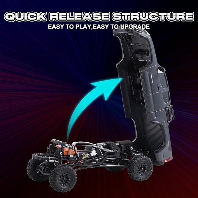FMS FCX24 TOYOTA TACOMA 1/24 RC Crawler 4x4 RC Truck Crawler Official Licensed Scale RC Rock Crawler with 2-Speed Transmission High Torque Motor All-Metal Bearings RTR RC Car for Adults (RED)