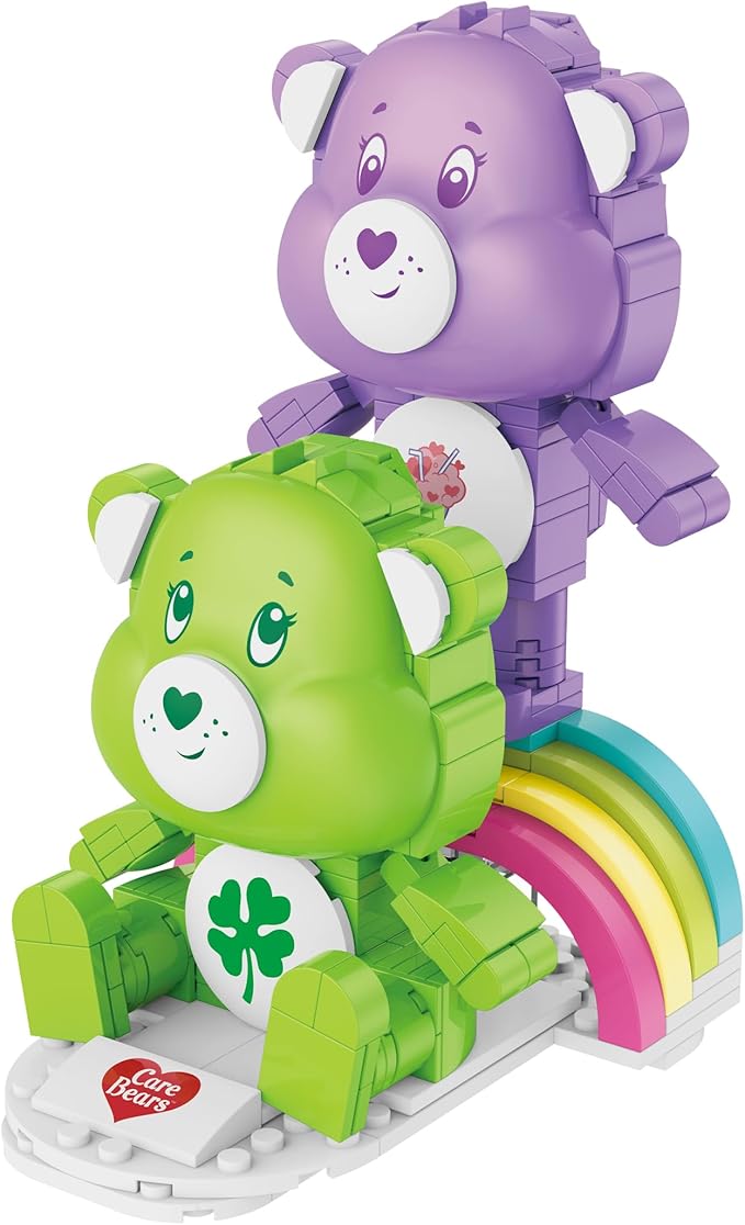 Brickcraft Care Bears Good Luck Bear &amp Share Bear Building Set 336 PCS Construction Toy for Kids Ages 8+ Collectible Rainbow Figures Gift Idea for Girls and Boys Birthday Christmas Holiday