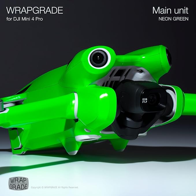 WRAPGRADE Skin Stickers Compatible with DJI Mini 4 Pro | Full Wrap (Neon Green)