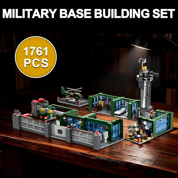 Military Base Building Set for Adults – 1753 PCS Army Model Kit with Vehicles Helicopter &amp Figures Model Building Kit for Adult Room Decor for Men Teen