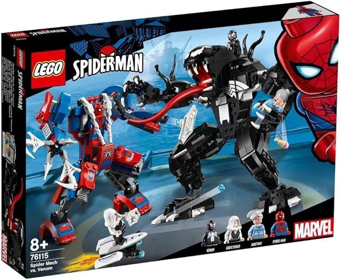 LEGO Super Heroes Marvel Spider Mech Vs. Venom 76115 Action Toy Building Kit with Web Shooter and Gripping Toy Claw Includes Spider-Man Minifigures Venom and Ghost Spider (604 Pieces)