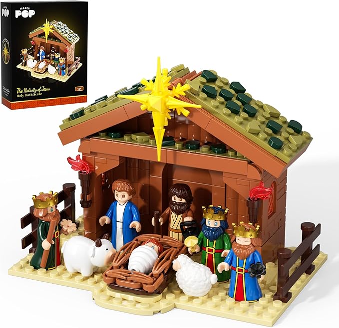 Jesus Building Block Set Easter Nativity Building Kit 252PCS Bible Story Jesus Figures Toys(Includes 6 Character Models) Gifts for Easter for Adults &amp Kids Boys Girls 6-12+