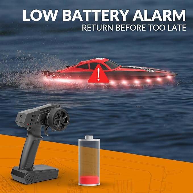 VOLANTEXRC RC Boat 20MPH Fast Remote Control Boat for Adults 2.4Ghz Toy Boat for Pools and Lake with 2 Rechargeable Batteries Toys Gifts for Adults Red
