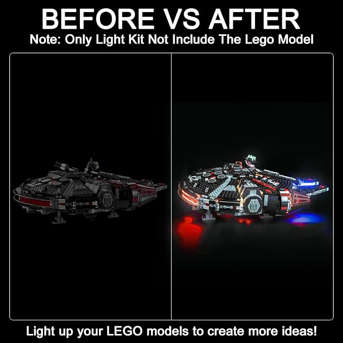 Upgraded Led Light Kit Compatible with Lego Star Wars The Dark Falcon Building Set RC Version Compatible with Lego 75389 (Model Not Included)